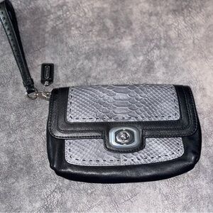 Coach Black and Gray Snakeskin Wristlet